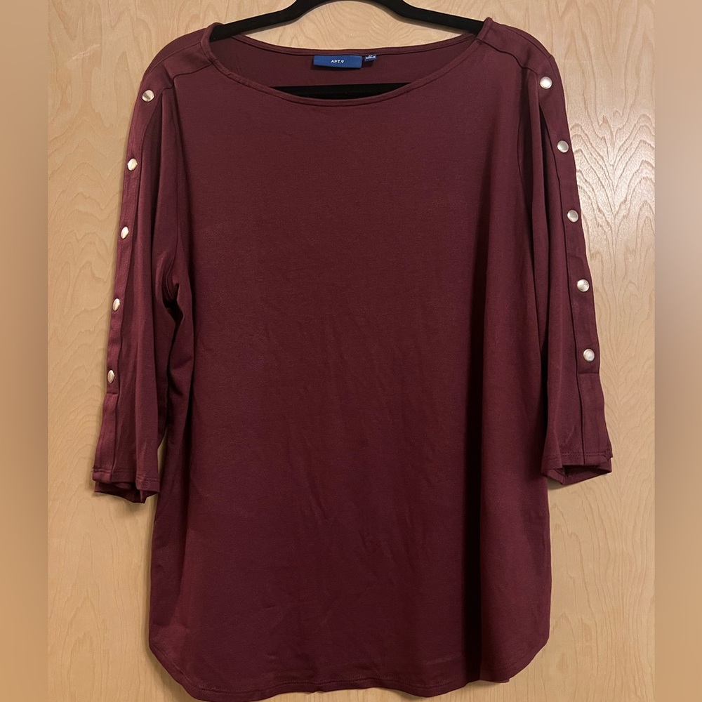 Apt.9 Blouse, 3/4 Sleeve with Silver Buttons